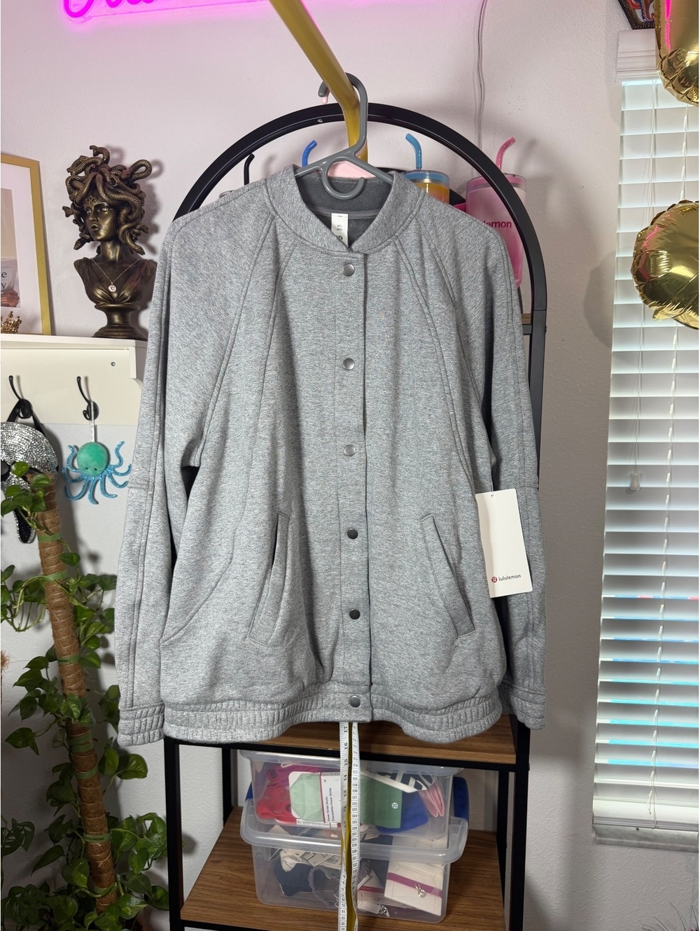 RARE Lululemon Scuba Oversized Varsity Jacket Plush Gray - SOLD OUT- M/L NWT
